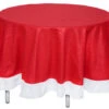 Tovaglia Rossa Con Bordo Bianco Diametro 220 Cm - Babbo Natale