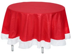 Tovaglia Rossa Con Bordo Bianco Diametro 220 Cm - Babbo Natale