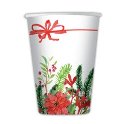 Bicchieri In Carta 200 Cc Bouquet Natale 8 Pz