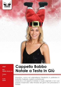 Cappello Babbo Natale A Testa In Giù 33x26 Cm