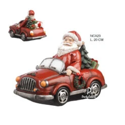 Babbo Natale In Auto Rossa 20 Cm