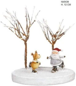Statuine Babbo Natale E Renna Con Led 12 Cm
