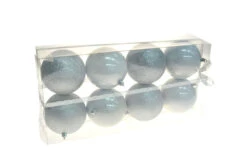 Box 8 Palline Di Natale 10 Cm Perlato/Glitter Argento