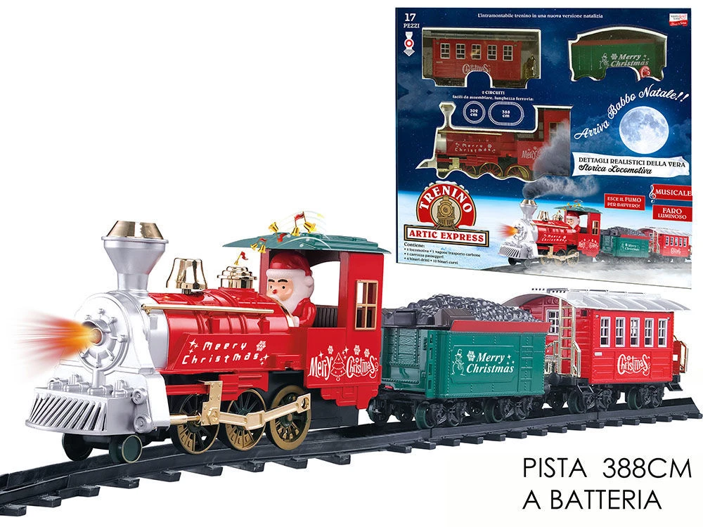 Pista Treno Di Natale Con Luci E Suoni 17 Pezzi