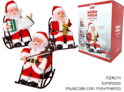 Babbo Natale Seduto Con Luci Movimento E Suoni