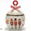 Porta Cioccolatini In Ceramica Forma Di Palla Di Natale Con Soldatini Schiaccianoci