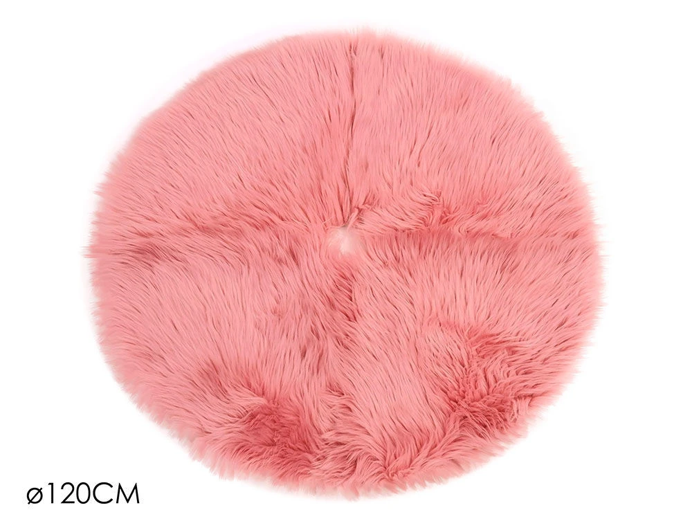 Copri Base Albero Di Natale Con Pelo Sintetico Rosa 120 Cm