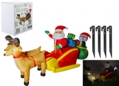 Slitta Di Babbo Natale E Pinguino Gonfiabile 270 Cm