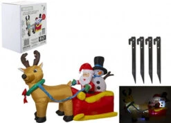 Slitta Di Babbo Natale E Pupazzo Di Neve Gonfiabile 150 Cm