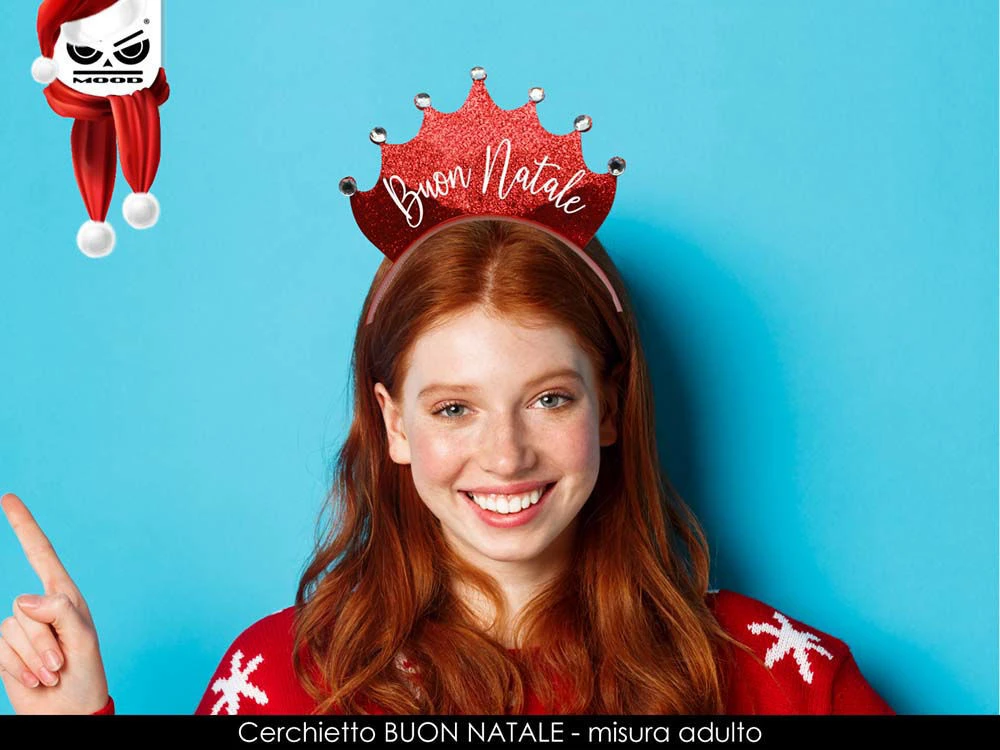 Cerchietto Corona Rossa Con Scritto Buon Natale