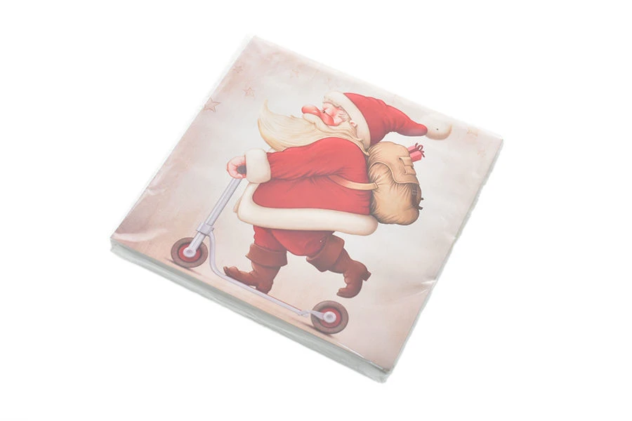 Tovaglioli 33x33 Cm Babbo Natale In Monopattino 20 Pezzi