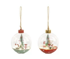 Sfera 10 Cm Con Babbo Natale O Orsetto Con Led