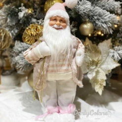 Babbo Natale 40 Cm Rosa E Bianco
