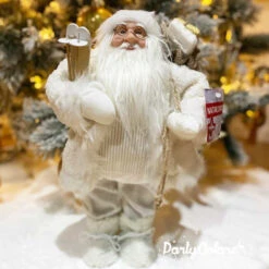 Babbo Natale Bianco E Panna 80 Cm
